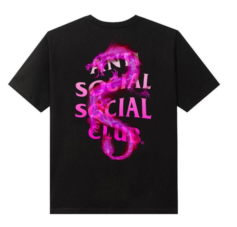 Anti Social Social Club Dragon Tee Black Pink XL | Like New
